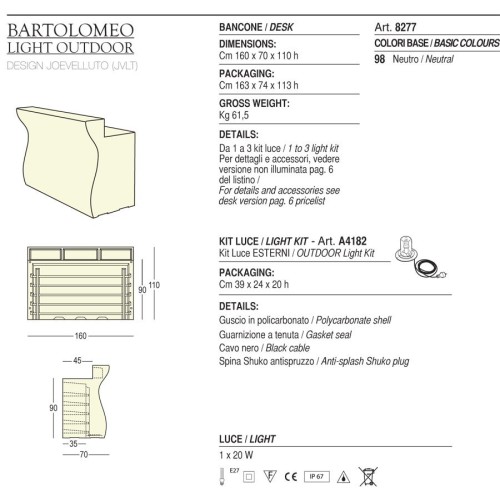 Bartolomeo Plust Bar-Theke beleuchtet