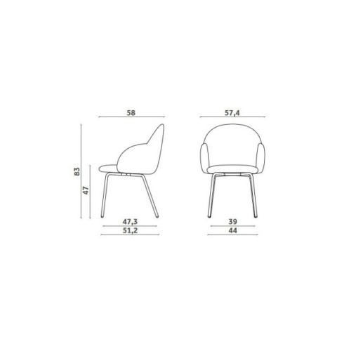 Sedia Iola Miniforms con braccioli