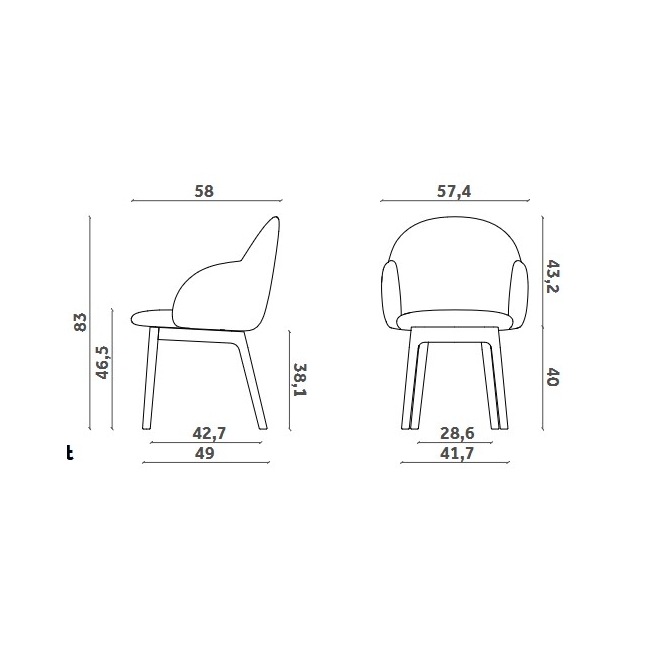 Iola Wood Miniforms Chair with armrests