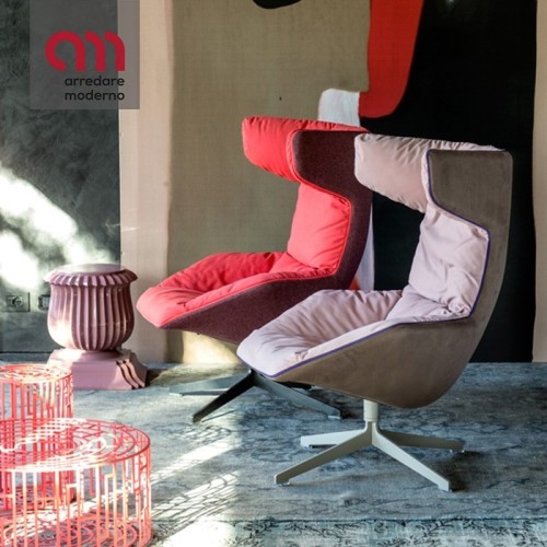 Take a line for a walk Moroso Quilted swivel armchair