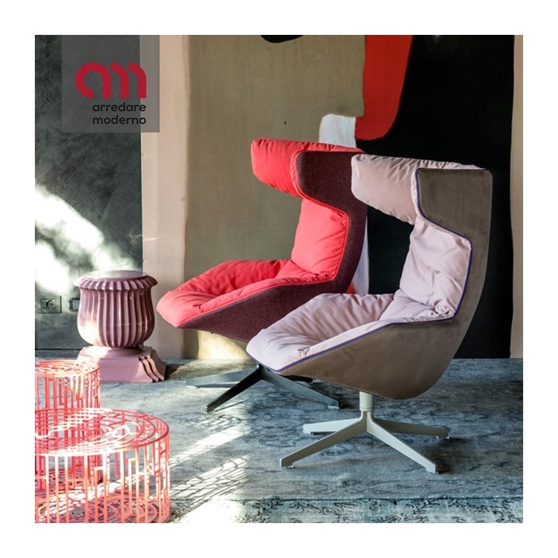 Take a line for a walk Moroso Quilted swivel armchair