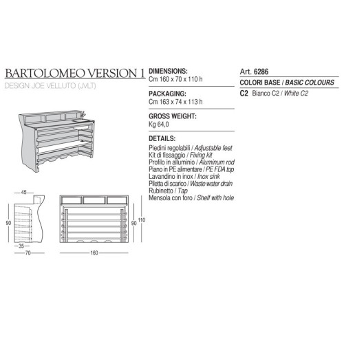 Bartolomeo Plust Bar Counter