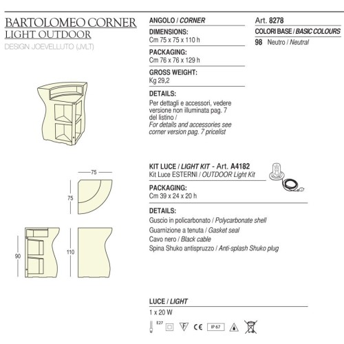 Bartolomeo Corner Plust Bar Counter