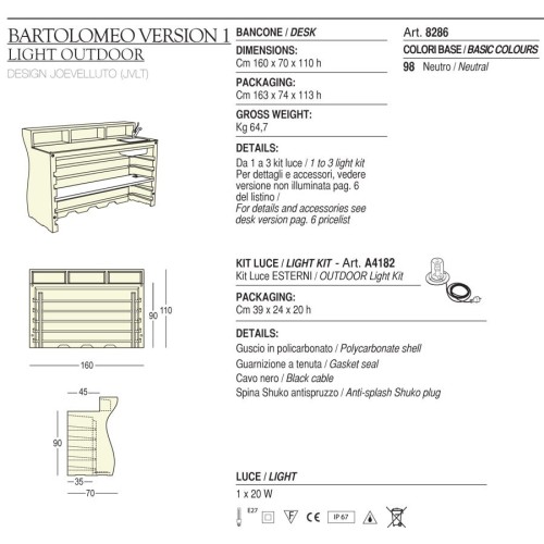 Bartolomeo  Plust Bar Counter Lightable