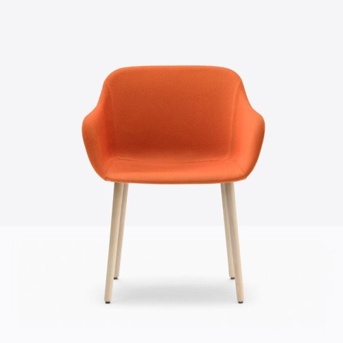 Babila XL Pedrali Upholstered armchair with wooden legs