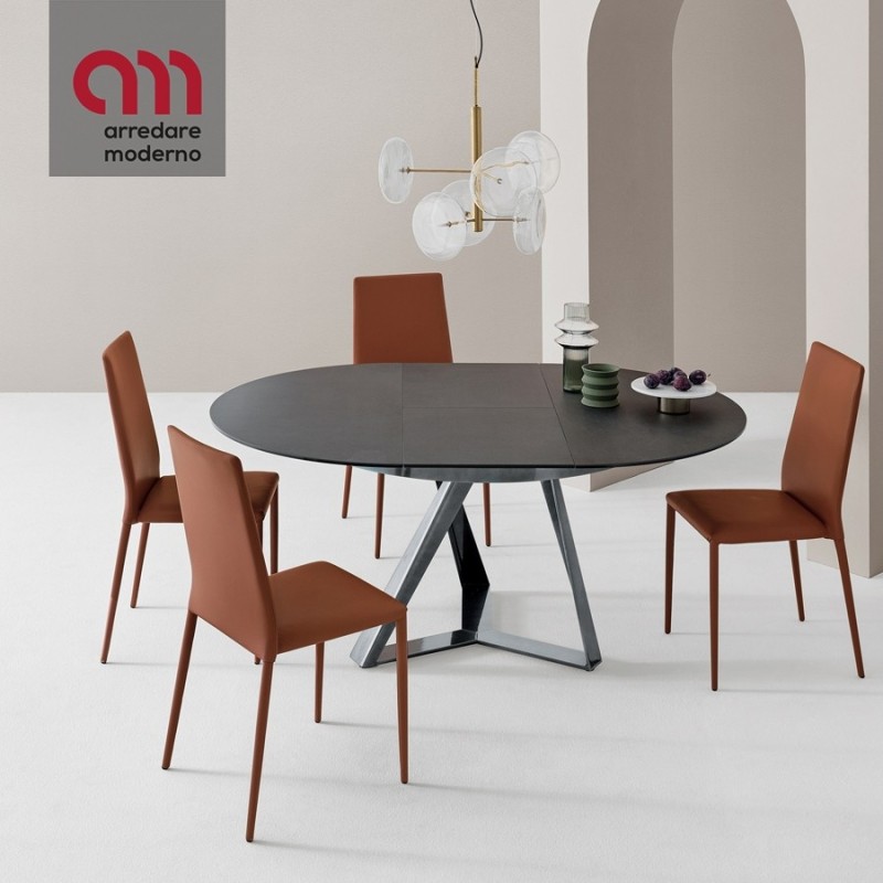 Millennium Bontempi table round in crystal-glass