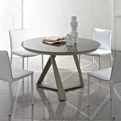 Millennium Bontempi table round in crystal-glass