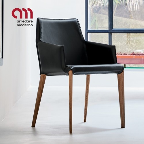 Sally Bontempi chair in wood with armrests