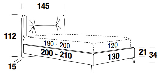 Dimensions of the Scotty Compact Felis one and a half square bed