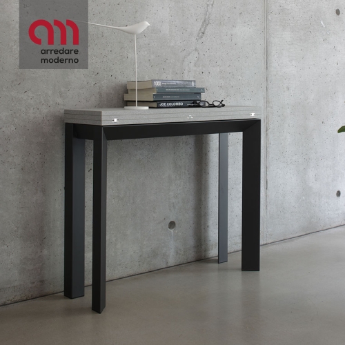 Futura - Consola/mesa extensible fabricada en Italia con roble natural y  estructura gris antracita, 14 comensales, 3 metros