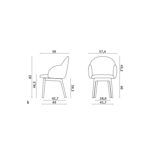 Sedia Iola Wood Miniforms con braccioli