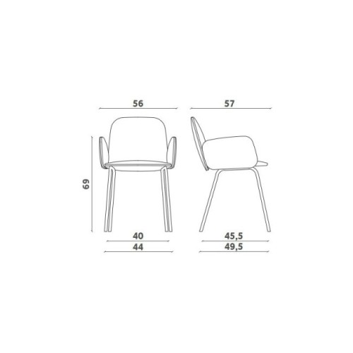 Sedia Leda Miniforms con braccioli