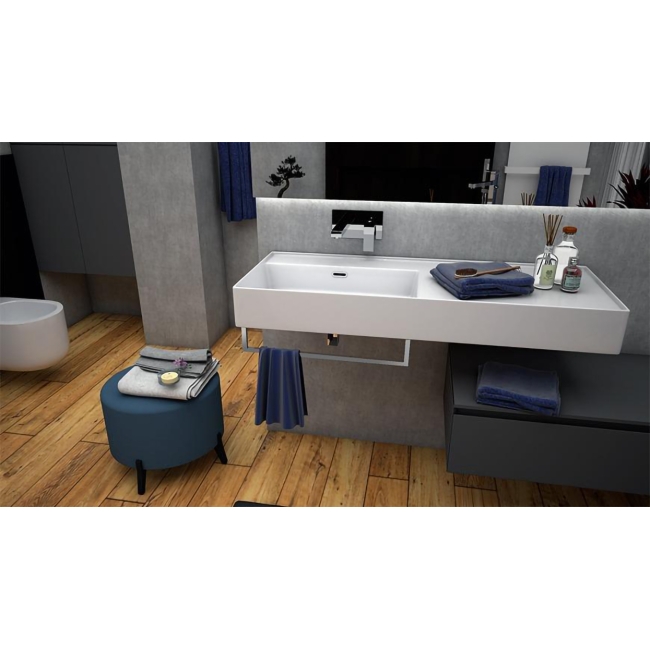 Lavabo de salle de bain Kiub Hidra Ceramica avec plateau latéral