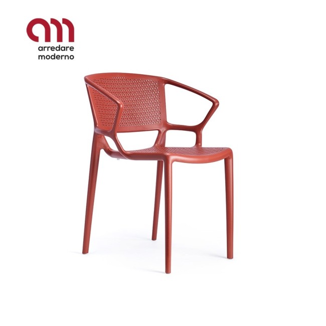 Chaise Fiorellina perforated seat and back with arms - Arredare moderno