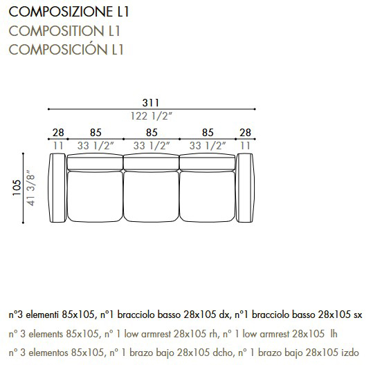 Sofá Dorvan Désirée dimensiones