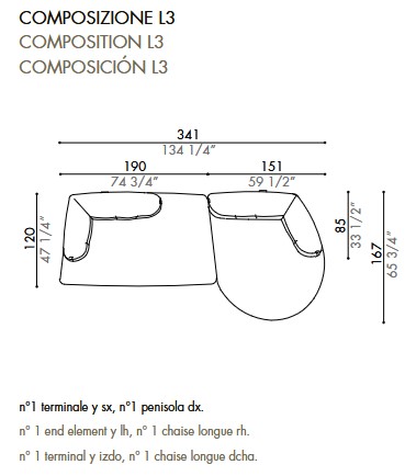 Divano Ethìa Désirée dimensioni