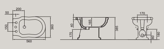 Maße des Bidet Bagno Ellade Hidra Keramik