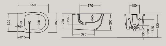 Dimensiones del bidé Ellade DW14 Hidra Cerámica