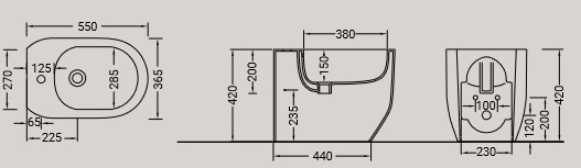 Bidet Giò Evolution Hidra Ceramica dimensioni