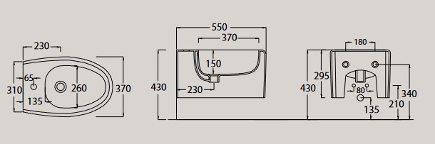 My Hidra Ceramic Bidet dimensions