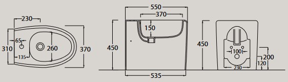 Bidet Komfort Hidra Ceramica dimensioni