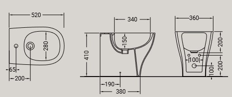 Bidet My Hidra Ceramica dimensioni