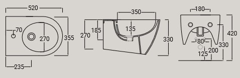 Bidet Tour Hidra Ceramica dimensioni