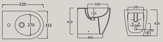 Dimensiones del Bidet Tour Hidra Cerámica