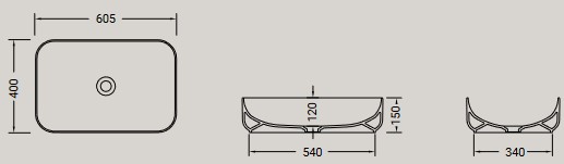 Dimensions of the Giò Evolution Hidra Ceramic Sink