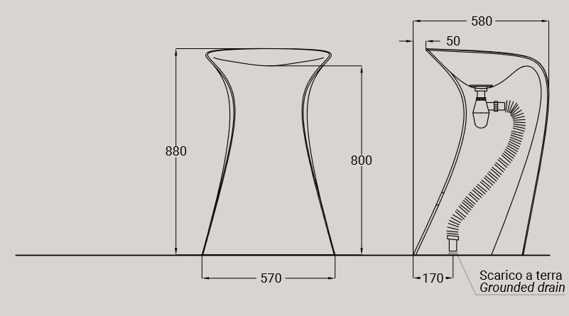 Miss Hidra Ceramic Sink dimensions