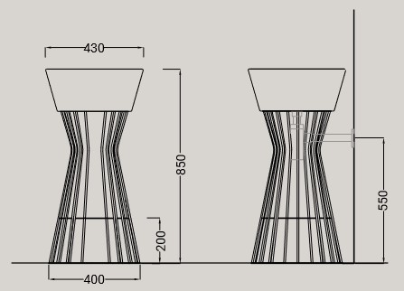 Lavandino Hub Hidra Ceramica dimensioni