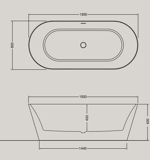 Dimensions of the Giò Evolution GV60 Hidra Ceramica Bathtub