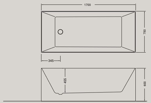 Dimensiones de la Bañera Kiub KV60 Hidra Ceramica