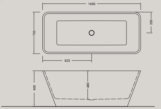 Dimensions of the Komfort Hidra Ceramica Bathtub