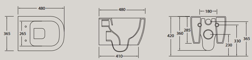 Dimensiones del inodoro suspendido Faster Hidra Ceramica