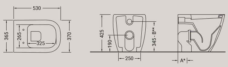 Bidet Faster Hidra Ceramica dimensioni