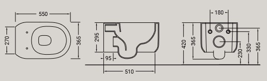 Water WC Giò Evolution Hidra Ceramica dimensioni