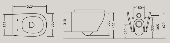 Dimensions du WC My Hidra Ceramica