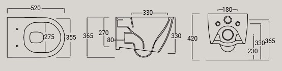 Dimensions of the Tour Hidra Ceramica WC