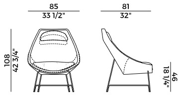 Poltrona lounge Cut Potocco dimensioni