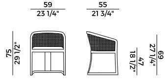 fauteuil Grace Potocco 834/PMC dimenions