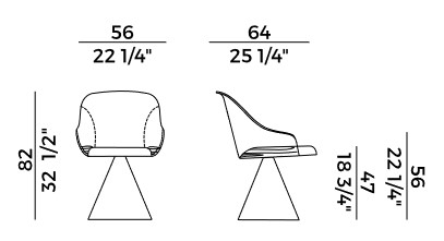 Sedia Lyz Potocco base a cono dimensioni