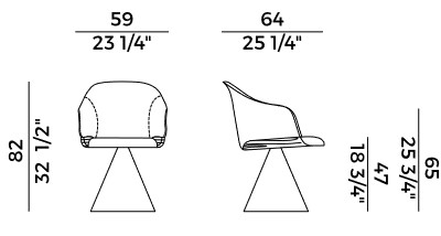 Lyz Potocco Armchair with cone base sizes