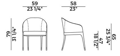 fauteuil Miura Potocco dimensions