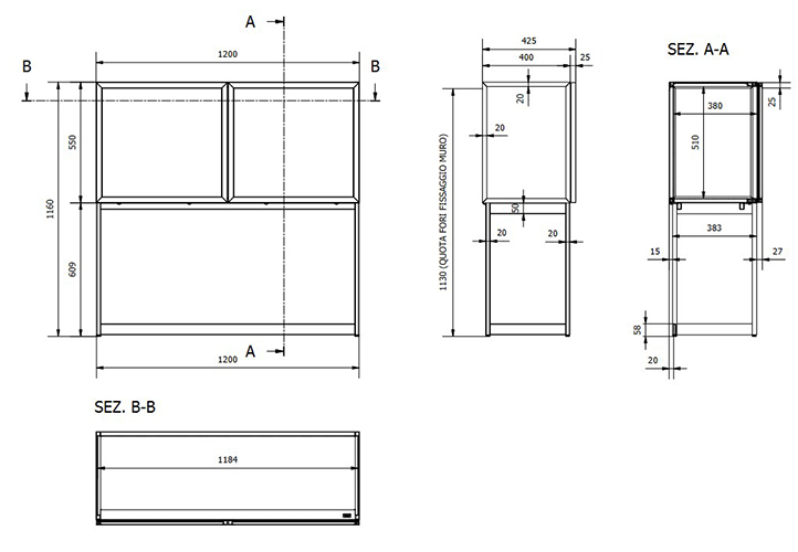 buffet Elvis Bontempi Casa bois décoré dimensions