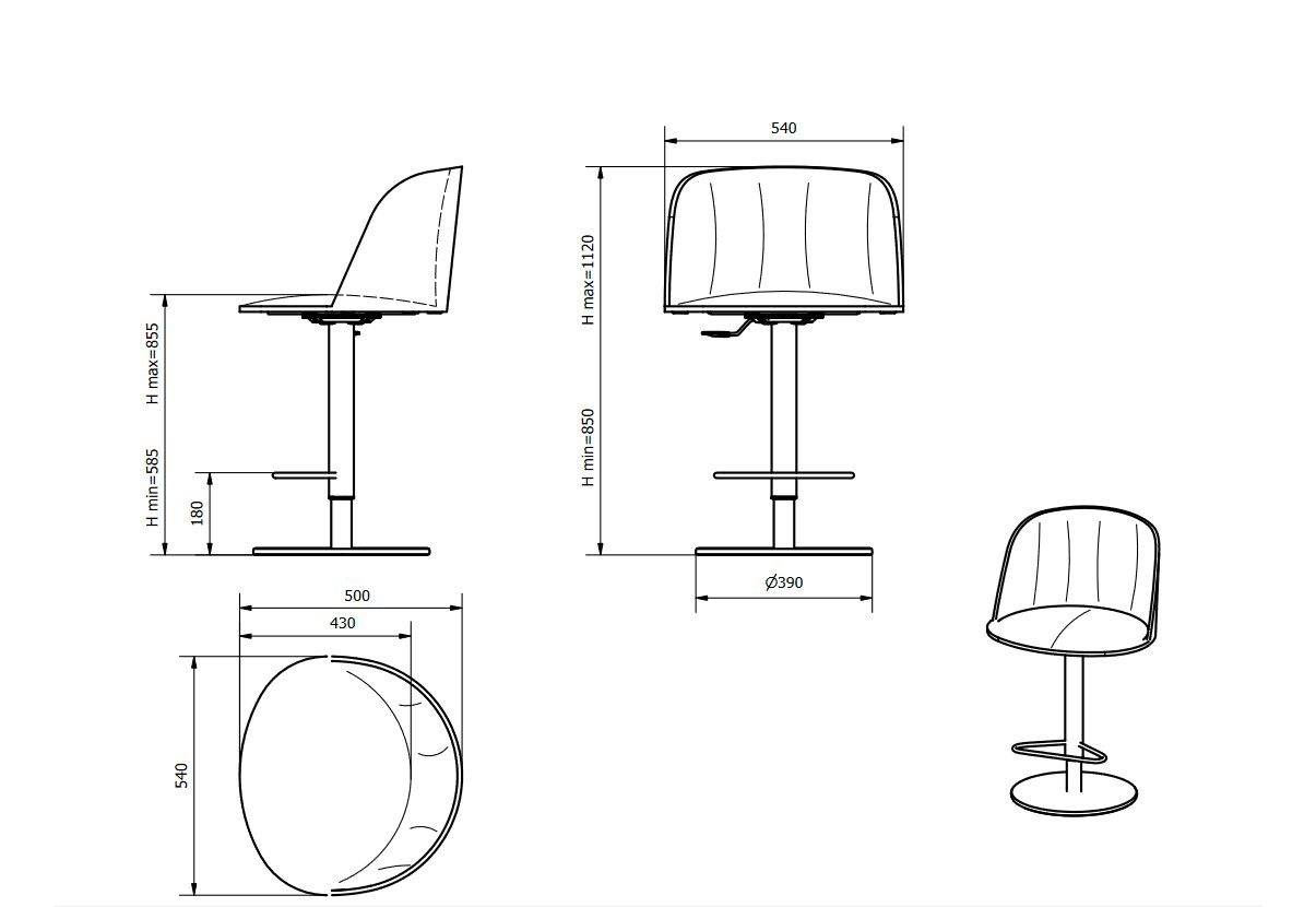 Dimensions du tabouret Vivian Bontempi Casa