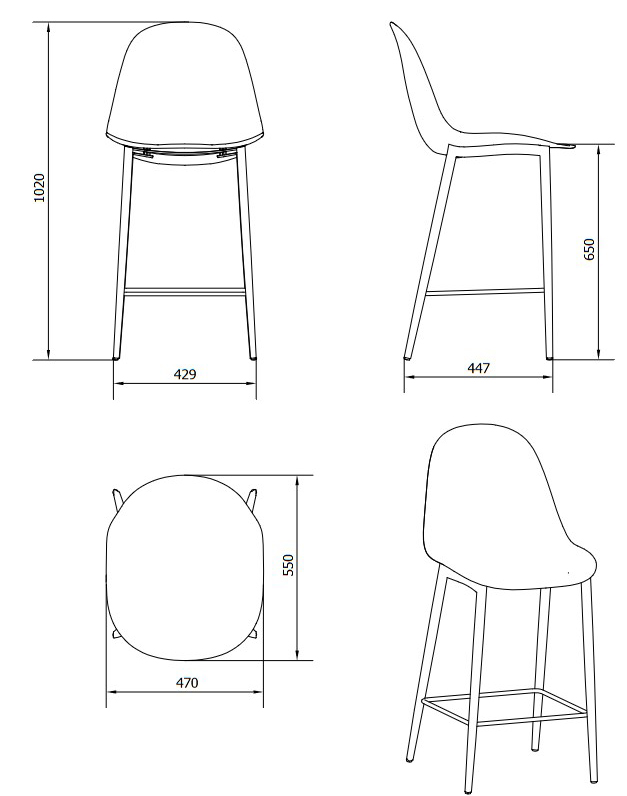 Mood outdoor bar stool by Bontempi Casa dimensions