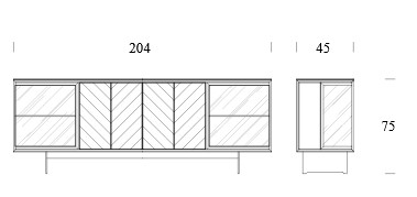 Dimensions du buffet Aira Wood Tonin Casa