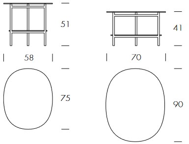 Dimensions de la Table Basse Oasi Tonin Casa