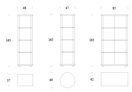 Maße der Vitrine Ego Tonin Casa